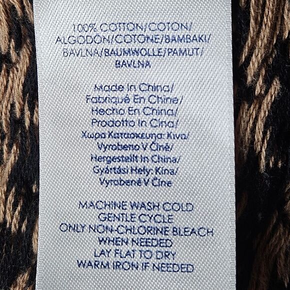 Chaps Classic Tan & Black Houndstooth Asymmetrical Zip Front Knit Sweater Jacket - Picture 7 of 10